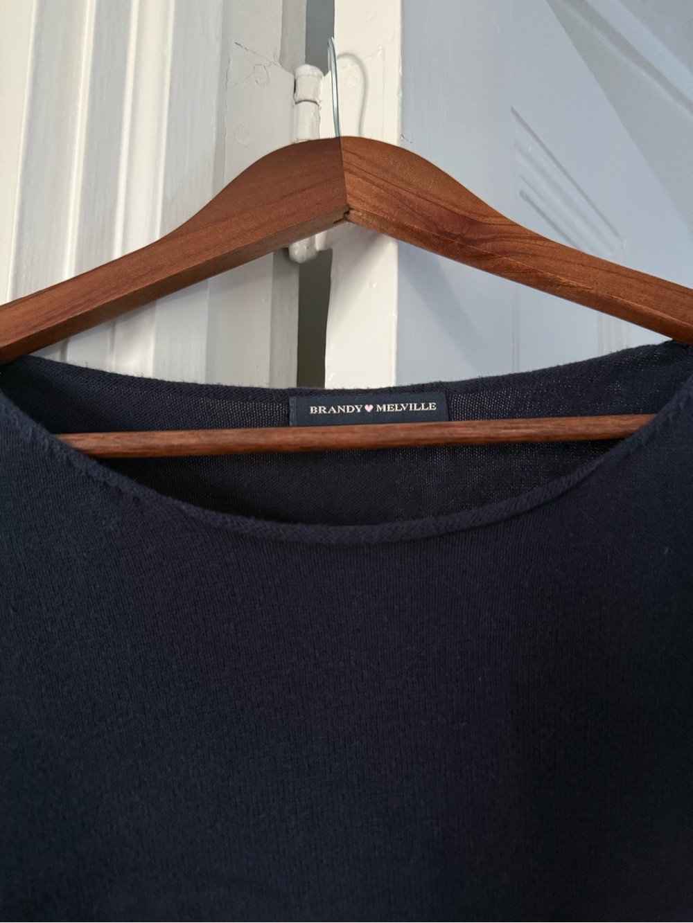 Brandy Melville Navy Blue Cropped Crewneck